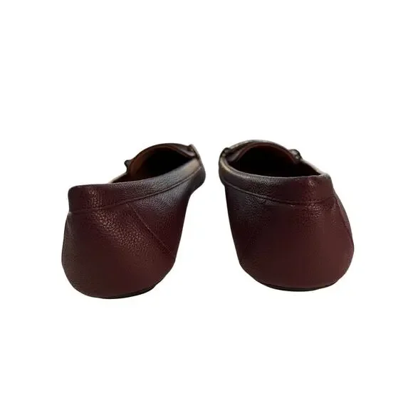 Calvin Klein Burgundy Leather Slip-On Loafers Metal Accent 11 - Picture 7 of 8